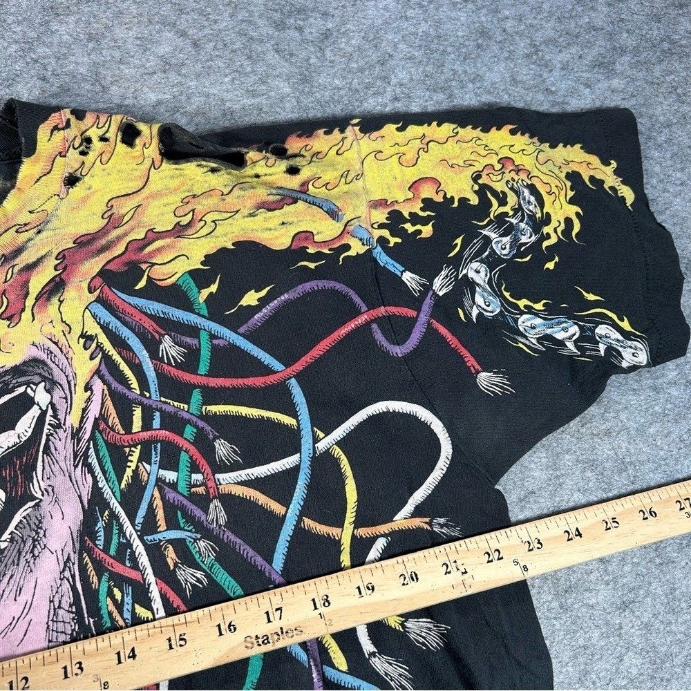 Vintage Liquid Blue Shirt Mens XL Black 90s Overload Rare Wolverine X-Men AOP - Picture 10 of 12